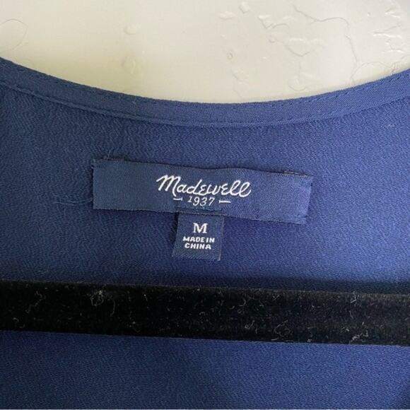 Madewell Blue Three Button Side Split Tank Top Medium - Picture 5 of 7